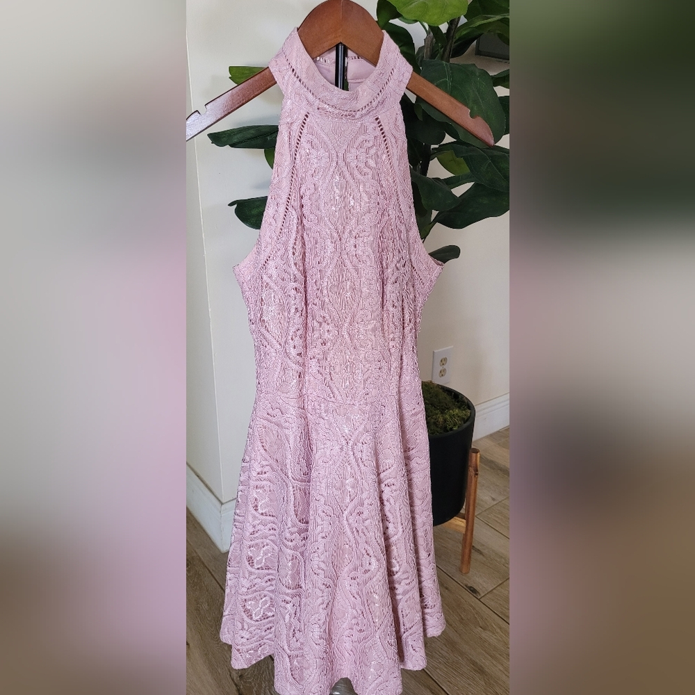 B Darlin Pink Fit and Flare Halter Mini Dress